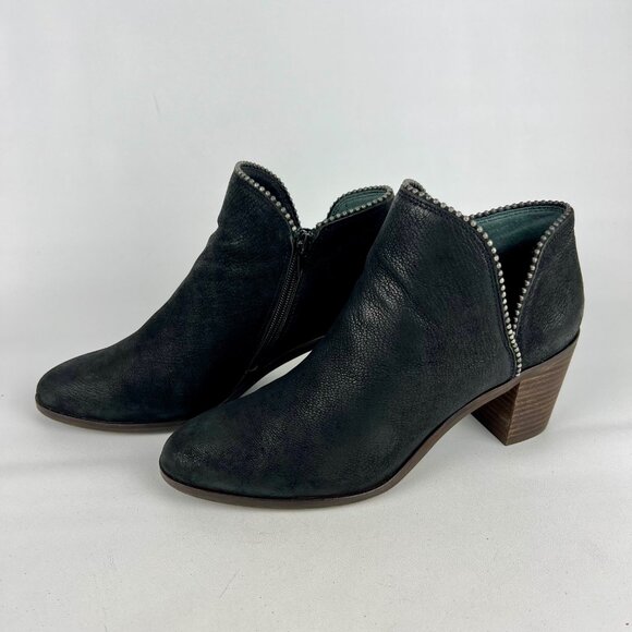 Lucky Brand Womens Pincah 2 Ankle Boots Black Leather Studded Trim size 10M - Picture 3 of 15